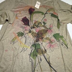 Coldwater Creek Scattered Floral Tee  3/4 Sleeve - Multicolor
